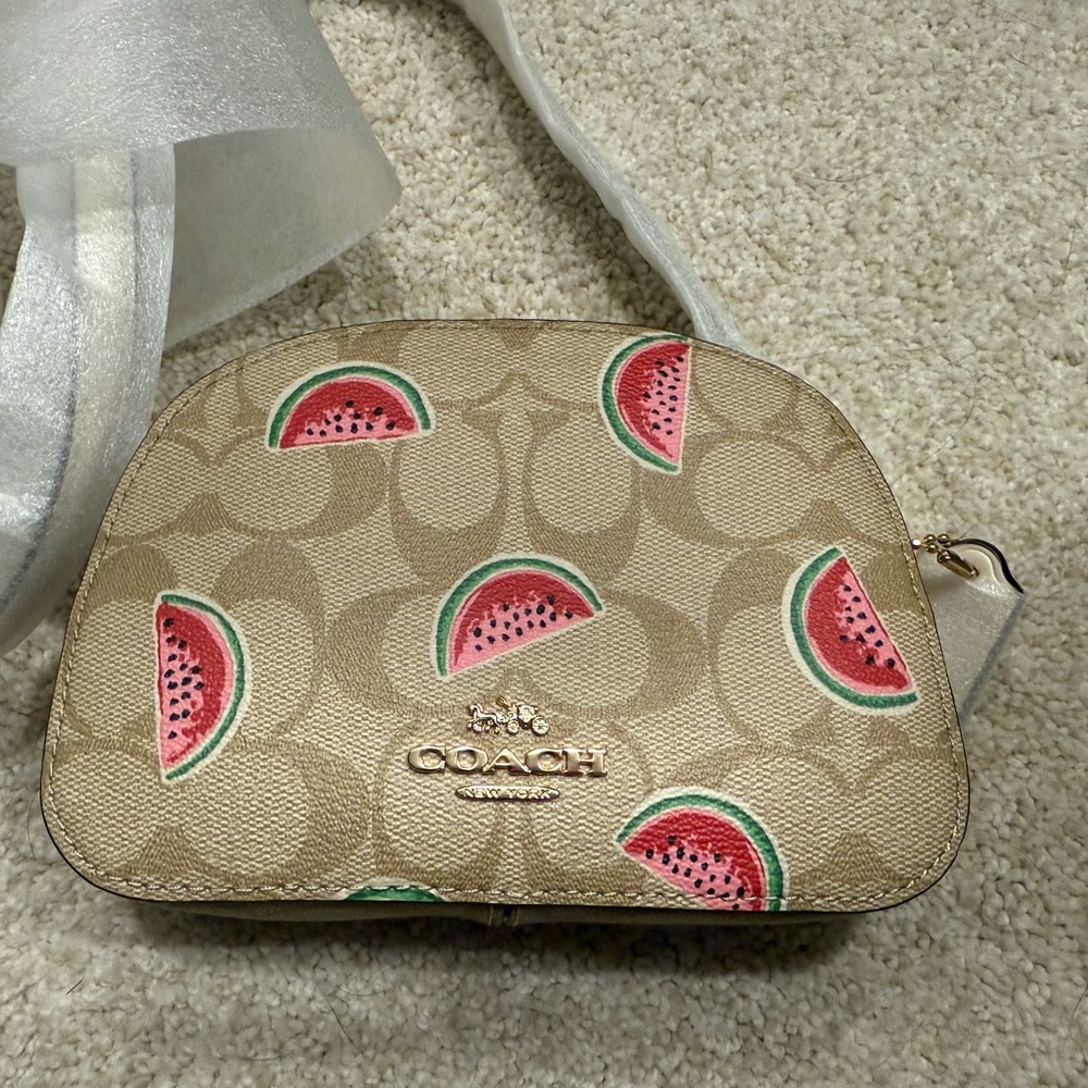 Coach Tan Watermelon Print Serena Bag Purse NWT